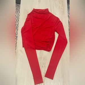 Red ALC long sleeved mock neck crop top